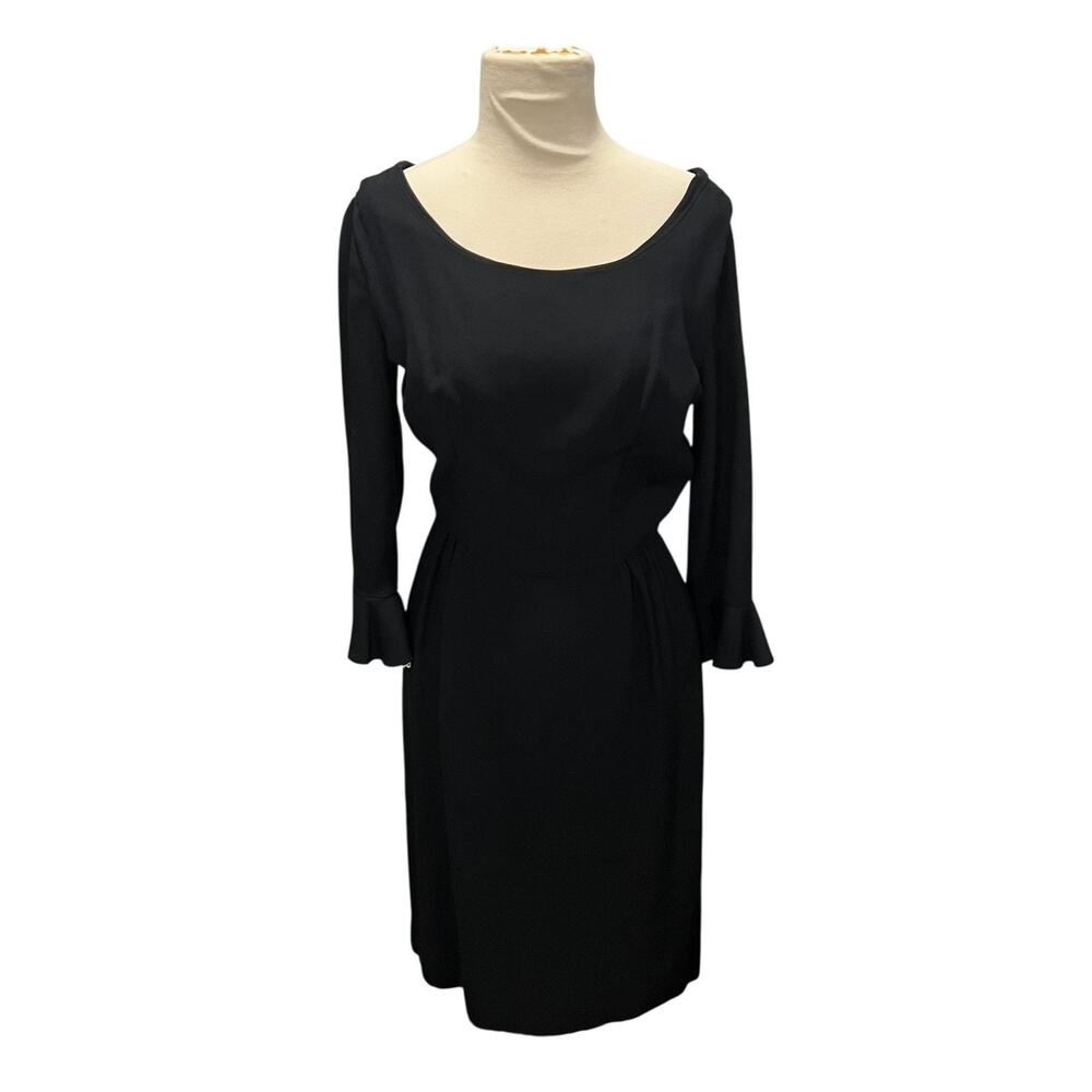 Vintage L'Aiglon 60s Black Cocktail Dress School Girl White Lace Collar Cuffs